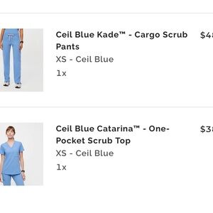 Figs Ceil Blue Short Sleeve Scrub Top and Scrub Pants (SET)